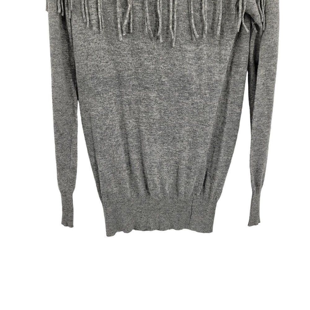 I Jeans by Buffalo Sweater Boho Western Fringe Cowl Neck Angora Blend‎ Gray L - Picture 9 of 13